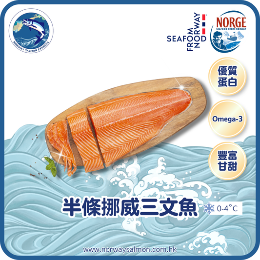 半條挪威三文魚(6-7.5磅/2-3KG) / 淨魚肉重量約4-5磅/2KG)