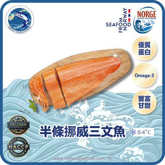半條挪威三文魚(6-7.5磅/2-3KG) / 淨魚肉重量約4-5磅/2KG)