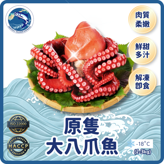 【按重量收費】原隻大八爪魚(真章魚)(約2-3KG)(急凍-18°C)